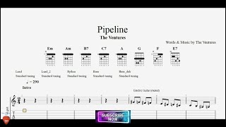 Guitar Pipeline by The Ventures for Band with TABs [upl. by Lanevuj]