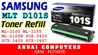 SAMSUNG MLT D101S refill Toner cartridge ML2160 ML2165 ML2165W SCX3400 SCX3405 SCX3407 [upl. by Halonna377]