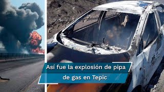 Sube a 13 el número de muertos por explosión de pipa sobre la autopista TepicGuadalajara [upl. by Emirak]