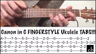 Canon in C FINGERSTYLE Ukulele TUTORIAL [upl. by Assyle]