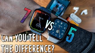 Apple Watch 45mm Series 7 vs 44mm Series 5 Worth The Upgrade  Unboxing Review amp Comparisons [upl. by Htebarual]