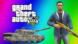 GTA 5 Online Funny Moments Gameplay  Police Station Tank Launch Glitch Wildcat Poop Deep Snow [upl. by Notlim]