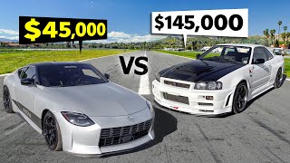 2 Legends 20 Years Apart 99 R34 Skyline GTR drag races 23 Nissan Z Proto Spec [upl. by Heise]