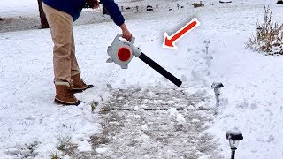 FAST SNOW REMOVAL WITH A LEAF BLOWER [upl. by Clayson]