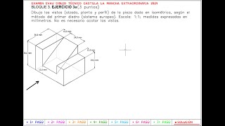 Ejercicio EVAU Castilla La Mancha 2024 Extraordinaria 3a Normalización Vistas Dibujo Técnico [upl. by Arlan]