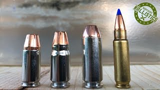 9mm vs 357 Sig vs 10mm vs 57x28mm vs Ballistic Gel [upl. by Ytsur888]