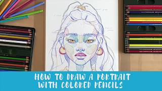 POLINA BRIGHT SKETCHING STYLE  Creating a portrait with colored pencils [upl. by Assiluj626]