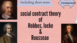 Social Contract theory of Hobbes Locke Rousseau comparison video with short notes philosophy [upl. by Hamlin719]