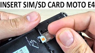 INSERTREMOVE SIMSD CARD Motorola MOTO E4 [upl. by Noterb924]