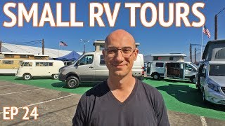 Small RV Tours at CA RV Show  Camper Van Life S1E24 [upl. by Nivan722]