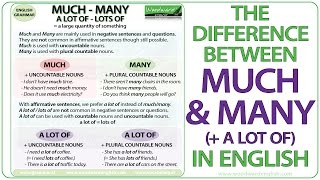 MUCH vs MANY vs A LOT OF – English Grammar Lesson [upl. by Cranston]