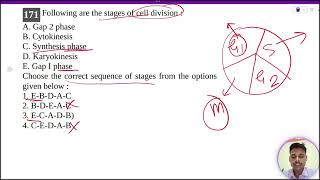 Following are the stages of cell division A Gap 2 phaseB CytokinesisC Synthesis phaseD Karyokin [upl. by Nnylorac496]