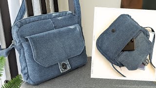 DIY Simple Casual Denim Crossbody Bag Out of Old Jeans  Bag Tutorial  Upcycle Craft [upl. by Bertie]