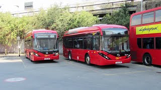 Electric Buses On London Bus Route 484 Lewisham  Camberwell Green [upl. by Leanatan899]