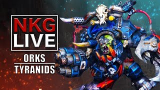 Orks vs Tyranids Warhammer 40K Battle report  NKG Live [upl. by Mcafee]