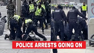 More Arrests At Windsor Protest  Freedom Convoy 2022  Ambassador Bridge live  Windsor Police [upl. by Winou]