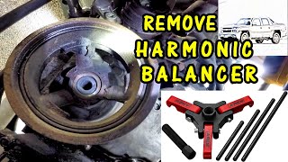 How to Remove Harmonic Balancer  2002  53 LS Chevy Engine  Using a 3 Jaw Puller [upl. by Rannug821]