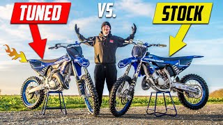 How Much Power Can We Get From a 2023 YZ125  Stock vs Tuned Shootout [upl. by Angele423]