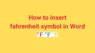 How to insert fahrenheit symbol in Word [upl. by Engvall908]