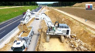 LIEBHERR R 984B Loads Tipper Trailer Trucks  belädt Sattelkipper A 8 Merklingen Germany 2018 [upl. by Fennie]