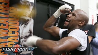 Floyd Mayweather vs Manny Pacquiao full video Mayweathers FULL MEDIA WORKOUT [upl. by Aivataj]