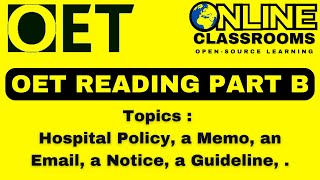 Oet reading part B practice test Oet online classroom [upl. by Nananne]