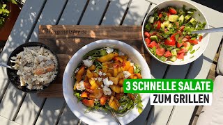 Salate zum Grillen 🥗 3 wirklich schnelle amp einfache SalatRezepte als leckere Grillbeilage [upl. by Housen]