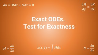 Exact ODEs  Test for Exactness [upl. by Lise516]