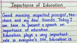 Speech on importance of education in english  Importance of education speech [upl. by Zeeba]