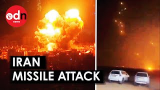 Terrifying Video Footage Shows Irans Missile Attack on Israel [upl. by Maurey]