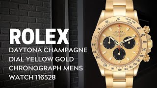 Rolex Daytona Champagne Dial Yellow Gold Chronograph Mens Watch 116528 Review  SwissWatchExpo [upl. by Eeliak]