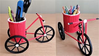 Dekoratif Masaüstü Bisiklet Kalemlik Yapımı  Paper Cycle Pen Stand  paper crafts [upl. by Lexerd]