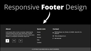 Responsive Footer Section Design Using Html amp CSS  CSS3 Mobile Responsive Website Footer web coder [upl. by Riancho235]