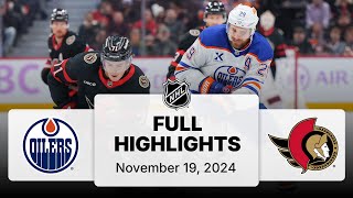 NHL Highlights  Oilers vs Senators  November 19 2024 [upl. by Enybor]