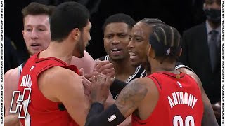 DeMar DeRozan amp Enes Kanter HEATED MOMENT  Blazers vs Spurs  April 16 2021  202021 NBA Season [upl. by Konstance]