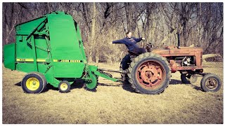 Working on my new 435 john deere round baler with cover edge net wrap [upl. by Naloc]