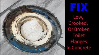 Fixing a Low Crooked or Broken Toilet Flange  OneNDone Toilet Flange Repair Kit Guide [upl. by Mazurek624]