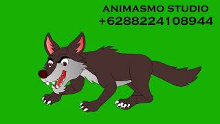 serigala animasi green screen 2d animation animal wolf walk cycle [upl. by Grew]