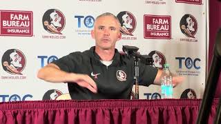 Postgame Presser Mike Norvell on loss to Clemson and Brock Glenn’s first start of the season [upl. by Starlin715]