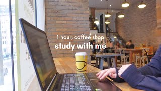 STUDY WITH ME CAFE  1 Hour realtime pomodoro coffee shop ambiance ☕ [upl. by Trebla]