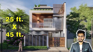 25 X 45 Feet House Design 3D  125 Gaj  1125 sqft  2545 design  75X135 Meter  DV Studio [upl. by Ginnifer]