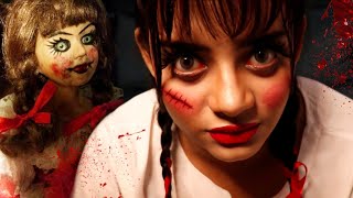 ANNABELLE Challenge HORROR CHALLENGE GONE WRONG Transforming into Haunted ANNABELLE with SISTER [upl. by Kleiman]