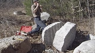 Splitting a Granite Boulder by Hand with Sebago Stonework [upl. by Phillips]