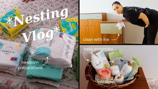 Nest With Me 🧡🧸 cleaning organising and preparing babys room [upl. by Scheider]