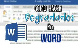 COMO HACER DEGRADADOS EN WORD [upl. by Yllen]