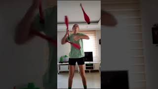 Artist Juggles Three Juggling Pins With Her Hands And Legs  1278998 [upl. by Daukas]