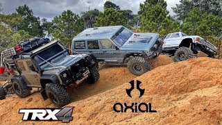 Trx4 VS Axial Scx10II a trail with friends [upl. by Etirugram]