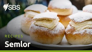 Swedish creamfilled cardamom buns semlor  SBS Food [upl. by Japeth]