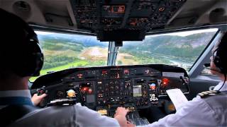 HD Dash 8 STOL landing Cockpit view [upl. by Iba]