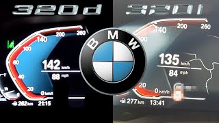 BMW G20 320d vs 320i 0100 kmh Beschleunigung 60120mph Acceleration G21 [upl. by Nayrda526]